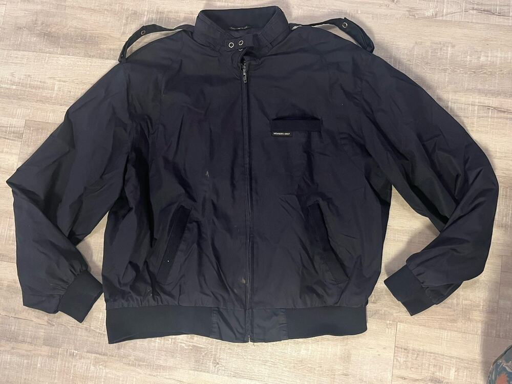 VTG 90s MEMBERS ONLY Navy Jacket Size Iconic Racer Lightweight Bomber L